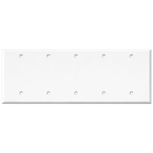 5-Gang Blank, Standard Size, White Painted Metal Wallplate