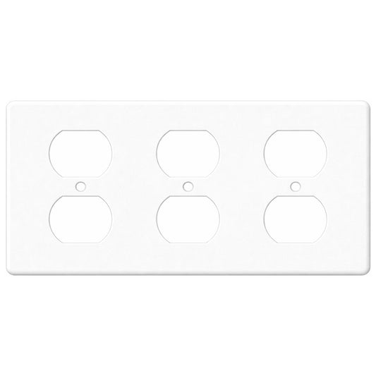 3-Gang Duplex, Princess Size, White Painted Metal Wallplate
