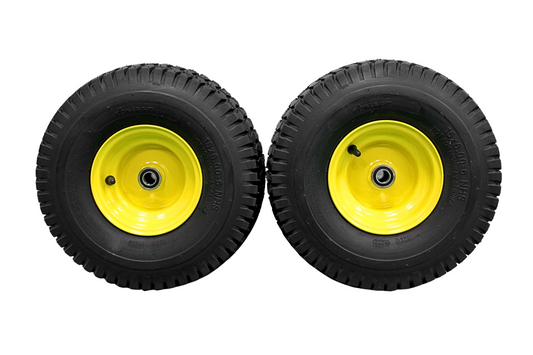 Antego Tire & Wheel (Set of 2) 15x6.00-6 Tire and Wheel Assemblies, ATW-001, 4 Ply Turf Tires, .75" Precision Ball Bearings, John Deere 15x6.00-6NHS Lawn Mower Tires, John Deere Front Tires 15x6.00-6