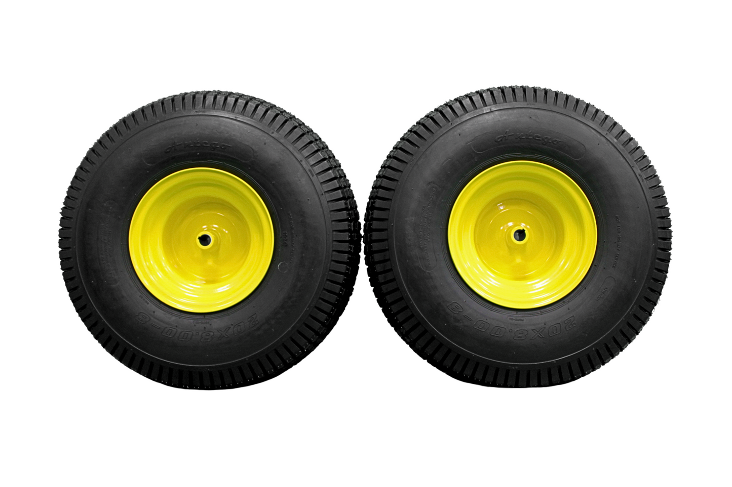 20x8.00-8 4 Ply Tires with 8x7 John Deere Yellow Wheels for Lawn & Garden Mower Turf Tires (Qty: 1)