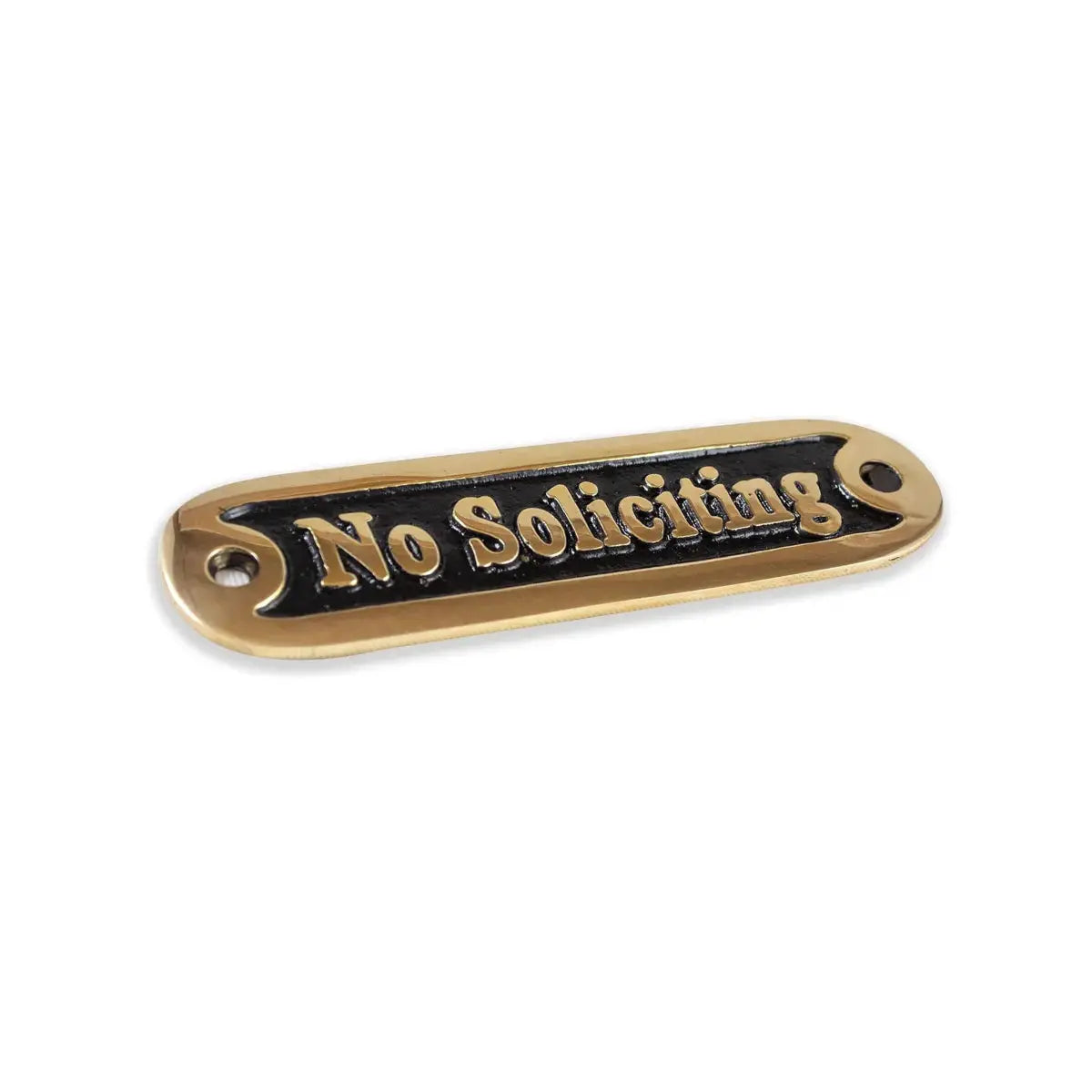 Antique Brass Door Plate 'No Soliciting'