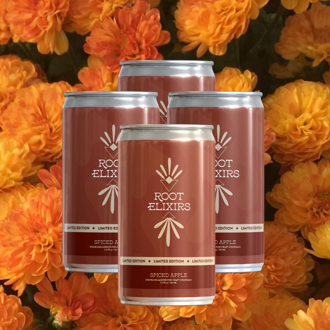 Root Elixirs Sparkling Spiced Apple Premium Cocktail Mixer *Limited Edition and Infusion Kit - 24 Cans (7.5 oz)