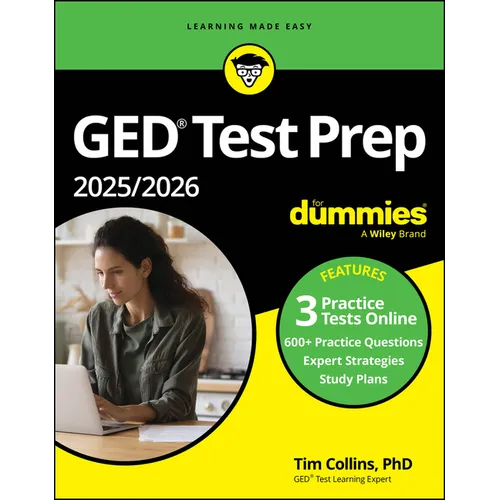 GED Test Prep 2025/2026 for Dummies: Book + 3 Practice Tests Online