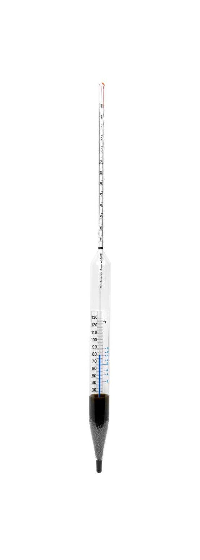 Heathrow Scientific 6601TS-13F Brix Hydrometer, with Thermometer (°F) -5 to 5°, 1/pk