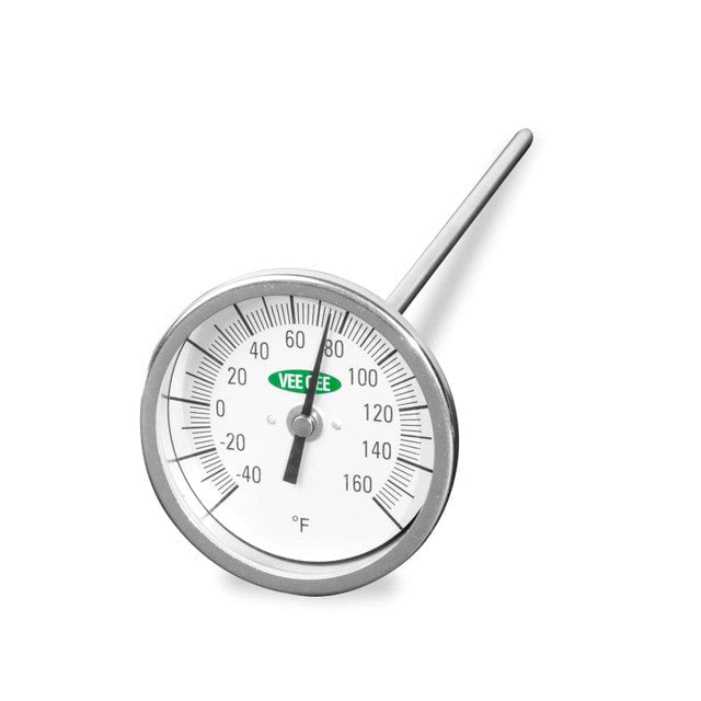 Heathrow Scientific 82160-12 Thermometer, Dial, -40° to 160°F, 3" Diameter, 12" Stem Length, 1/pk