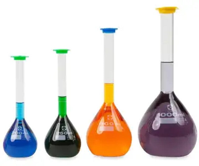 Heathrow Scientific 2303A-200 Volumetric Flask, Class A, Snap-Cap, 200 mL, 4/pk