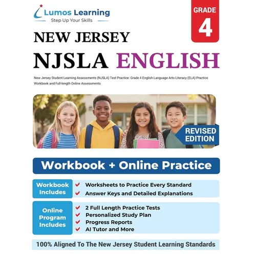 New Jersey Student Learning Assessments (NJSLA) Test Practice: Grade 4 English Language Arts Literacy (ELA) Practice Workbook and Full-length Online A