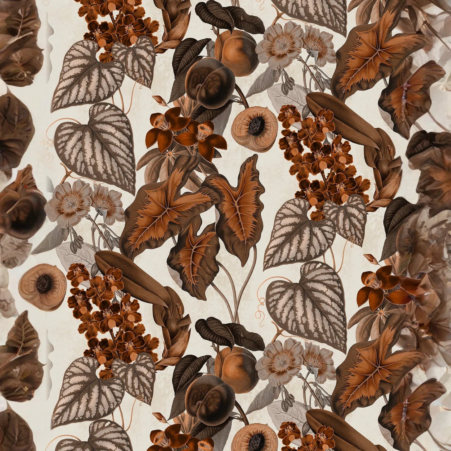 Cali Tropicale Wallpaper, off-white and burnt orange