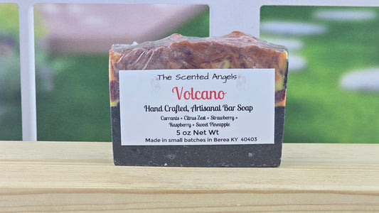 Volcano Vegan Cold Process Soap Bar | Handmade Artisanal Soap with Activated Charcoal (5 oz)