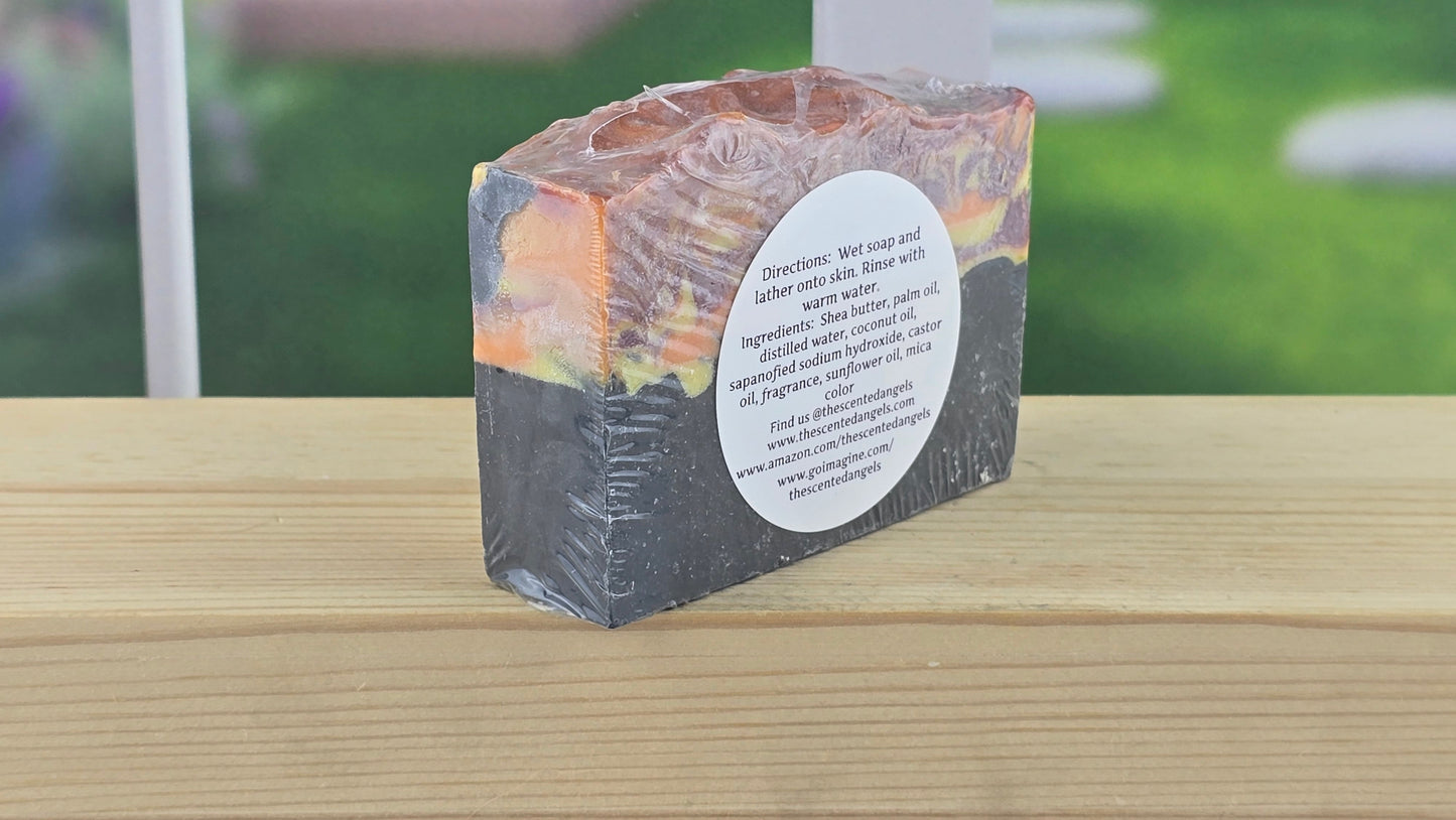 Volcano Vegan Cold Process Soap Bar | Handmade Artisanal Soap with Activated Charcoal (5 oz)
