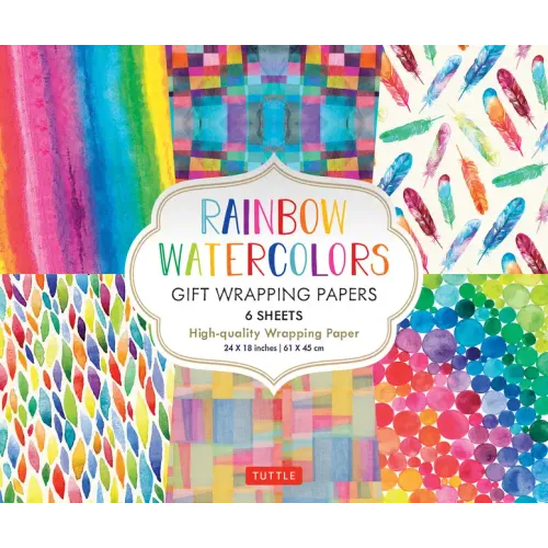 Rainbow Watercolors Gift Wrapping Papers - 6 Sheets: 24 X 18 Inch Wrapping Paper