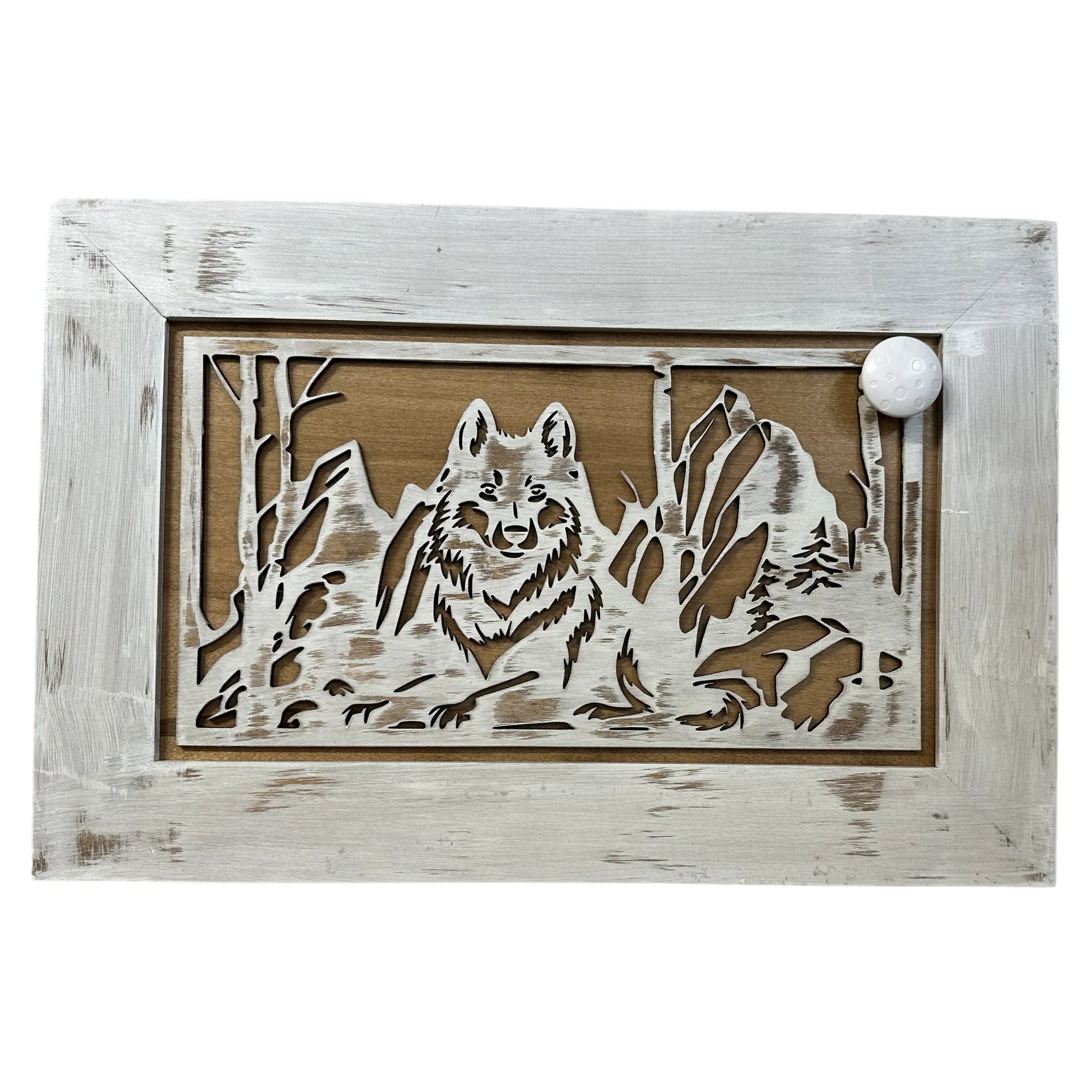 Decorative White Wolf Gun Cabinet Wall-Mounted & Lockable – Weapon Safe for Protective Gun Keeping & Household Defense Equipment