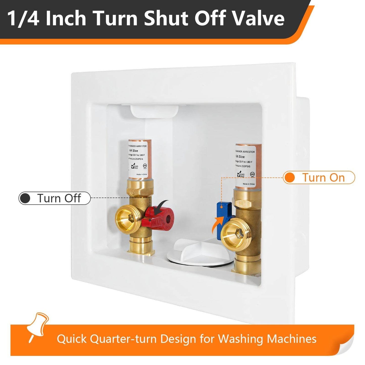 1/2" CPVC PPE Intet, Washing Machine Outlet Box, with Copper Arrestor