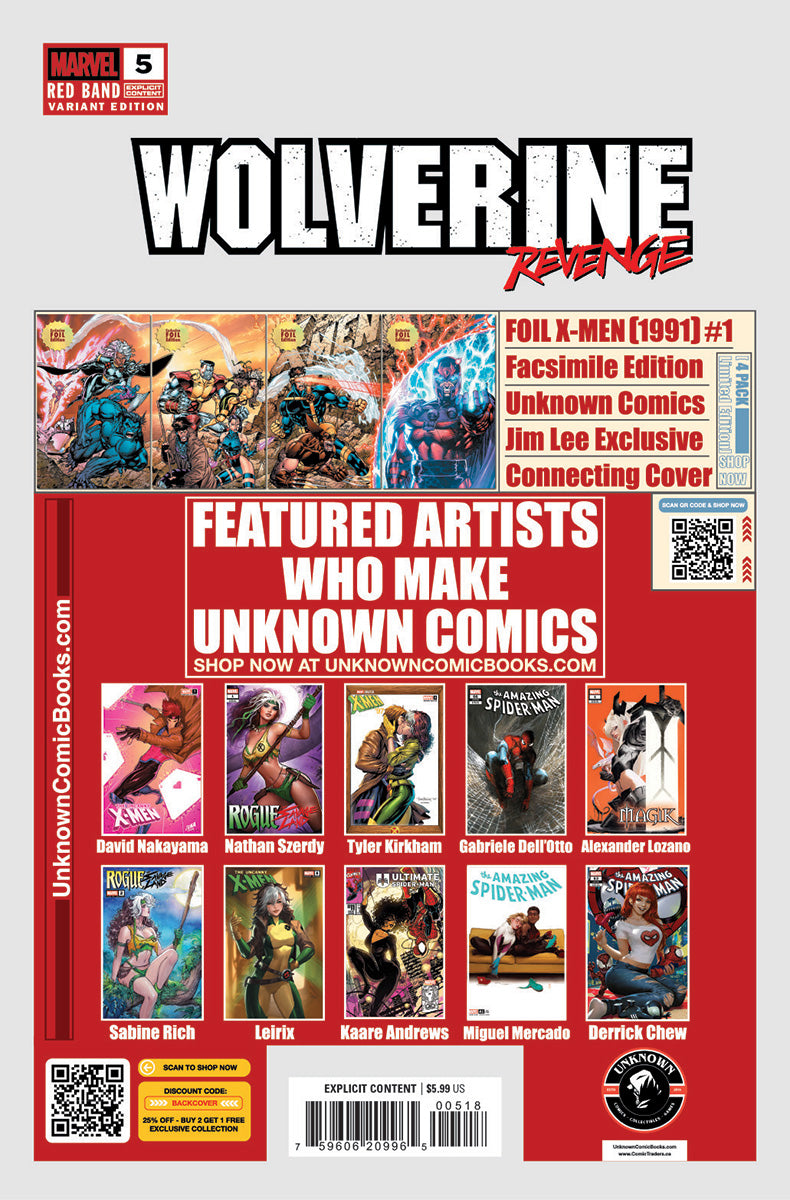 [Signed by Tyler Kirkham] Wolverine Revenge #5 Red Band Unknown Comics Exclusive Tyler Kirkham Virgin Var [Polybagged] Explicit Content [IN STOCK]