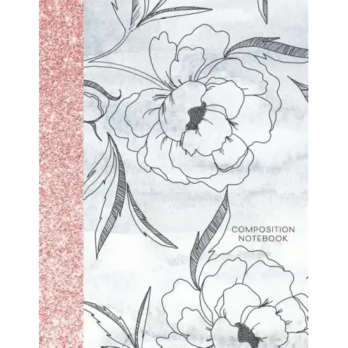 Composition Notebook: Glitter and Floral Large Wide Rule Lines with Page Numbers