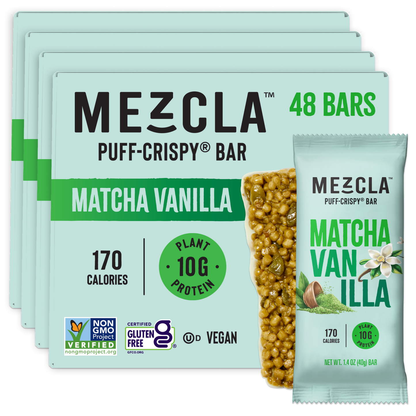 Mezcla Matcha Vanilla Bars - 12 bars x 1.4 oz case