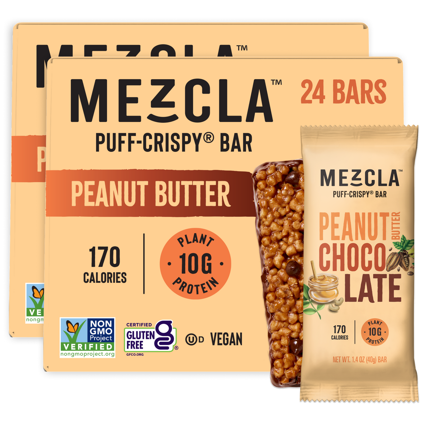 Mezcla Peanut Butter Chocolate Bars - 12 bars x 1.4 oz case