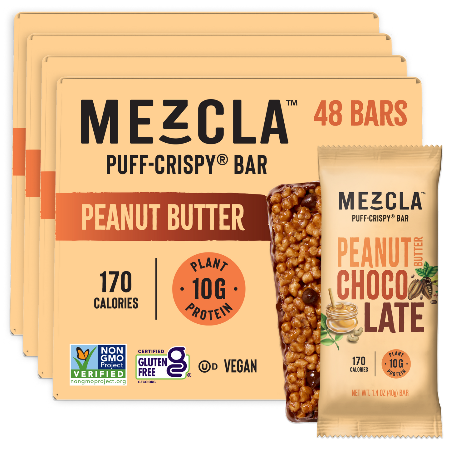Mezcla Peanut Butter Chocolate Bars - 12 bars x 1.4 oz case