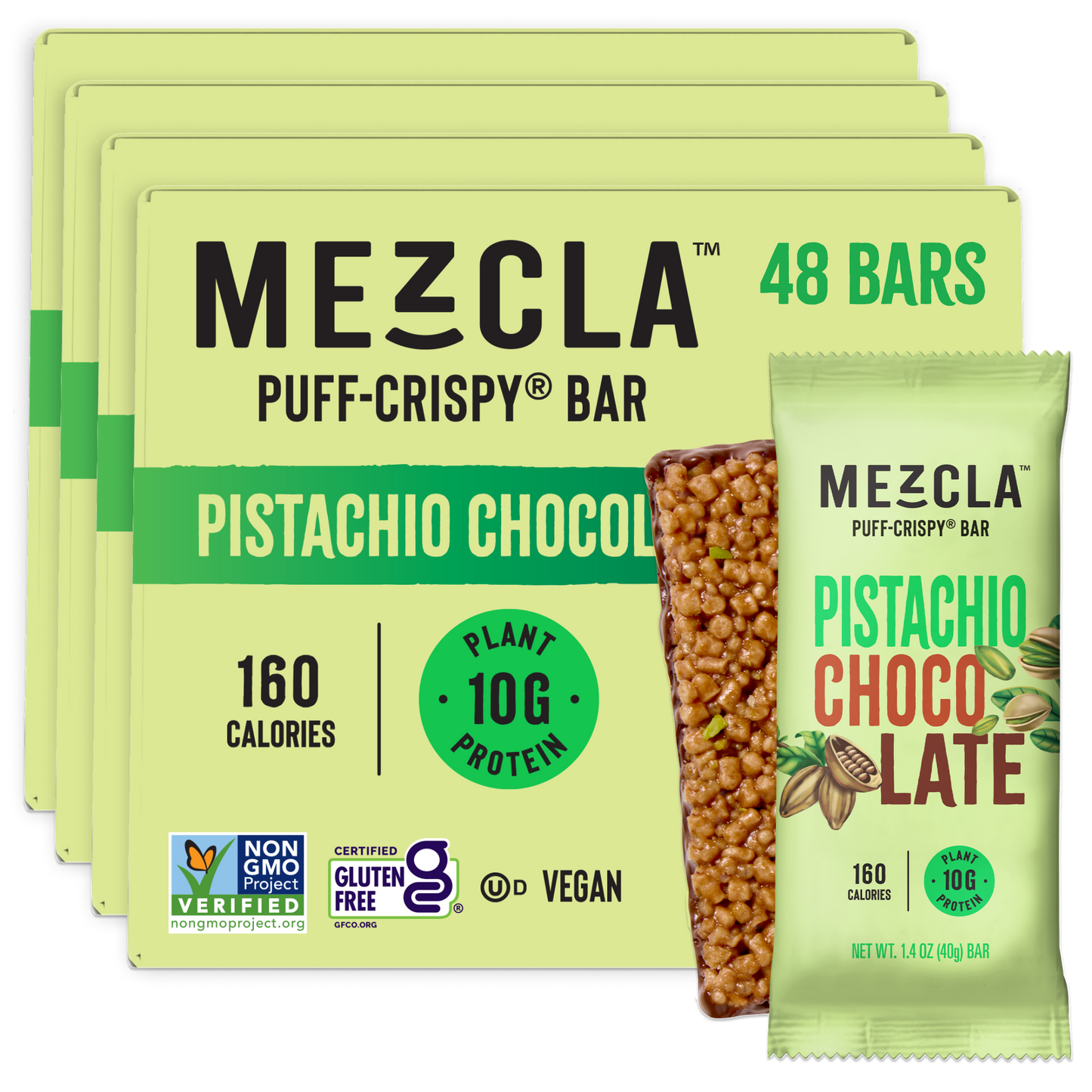 Mezcla Pistachio Chocolate Bars - 12 bars x 1.4 oz case
