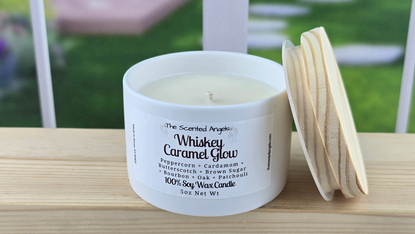 Whiskey Caramel Glow 100% Soy Wax Candle - 5 oz