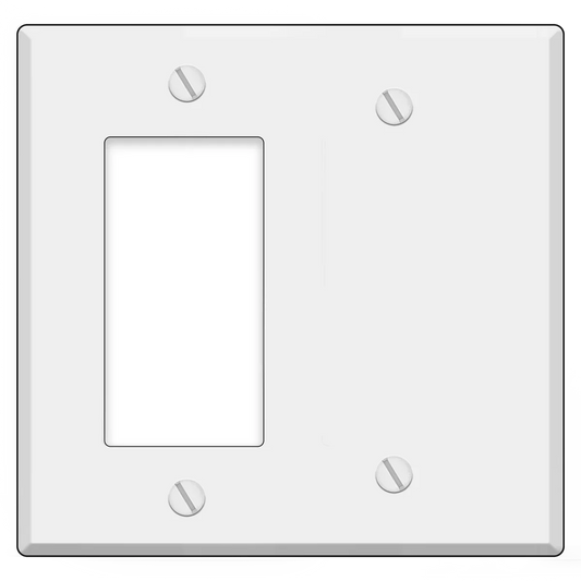 2 Gang with GFI blank, standard size, White Plastic wallplate