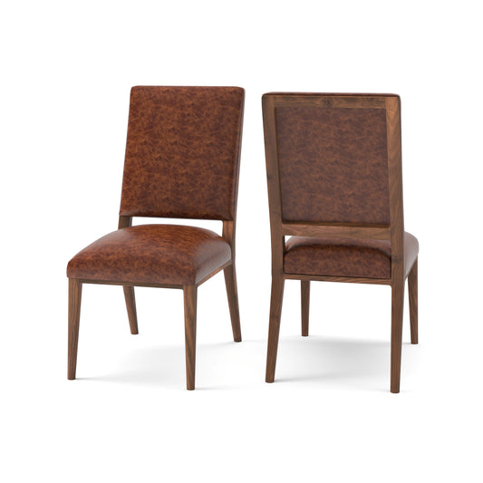 Nosara Deconstructed Top Grain Leather Dining Chair -  Whiskey + Natural & Smoke