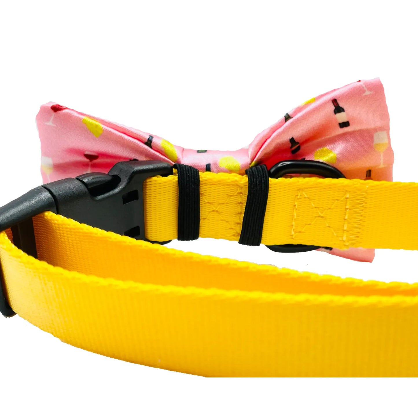 Wine & Cheese Pink Dog Bow Tie