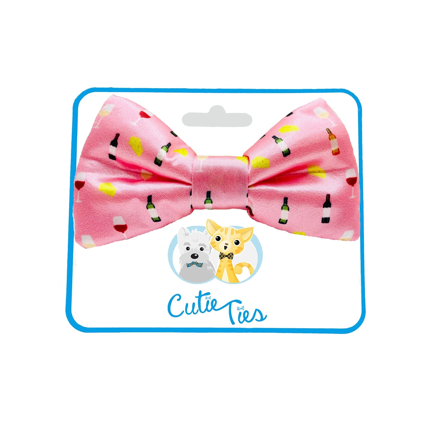 Wine & Cheese Pink Dog Bow Tie
