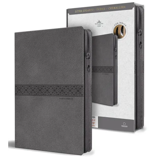 Biblia Rvr 1960 Tamaño Manual, Letra Gigante, Piel Gris Con Cremallera E Índice / Spanish Bible Rvr 1960 Giant Print, Gray Leathersoft with Zipper and