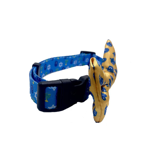 Yellow Hanukkah Dreidel Dog Bow Tie