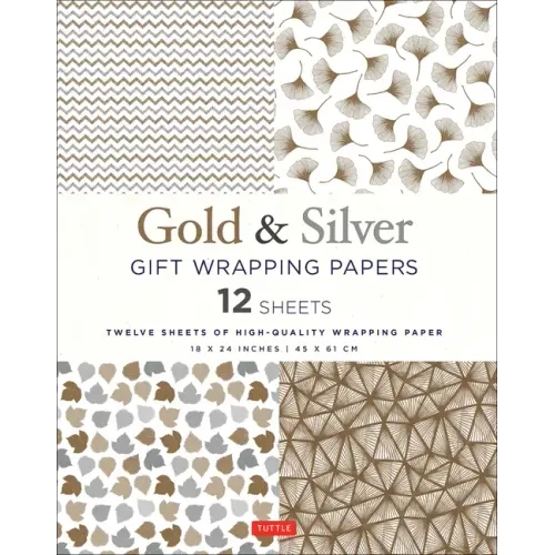 Gold & Silver Gift Wrapping Papers - 12 Sheets: 18 X 24 Inch (45 X 61 CM) Wrapping Paper