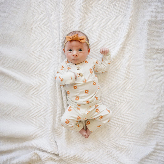 Pumpkin Posie 2pc Bamboo Pajamas for Kids - Sizes Newborn & Up!
