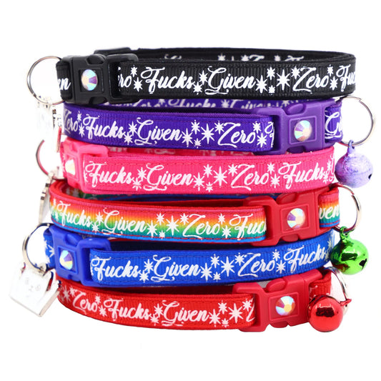 Zero Fucks Given Breakaway Cat Collar - 🆕 New Arrivals, Sellers in Florida, Products from Pugs2Persians, All Products, 🐾 Animals + Pet Supplies 🐾, 🐾 Pet Collars + Harnesses 🐾, 🐾 Pet Supplies - Little Red General Store