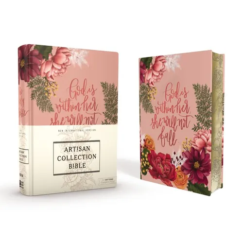 Niv, Artisan Collection Bible, Cloth Over Board, Pink Floral, Designed Edges Under Gilding, Red Letter Edition, Comfort Print