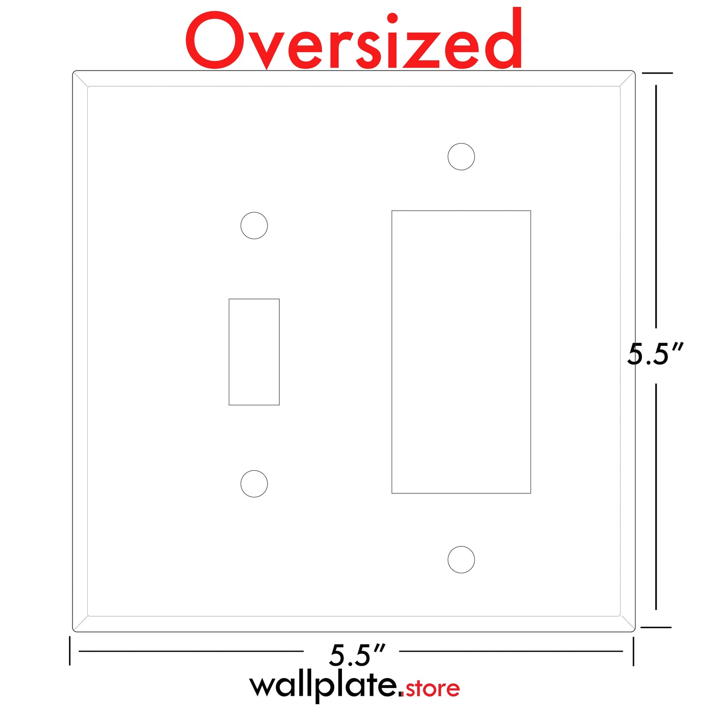 2-Gang Jumbo Oversize Stainless Steel Metal Wall Plate – 1 Decora® (Rocker/GFCI) + 1 Toggle Switch