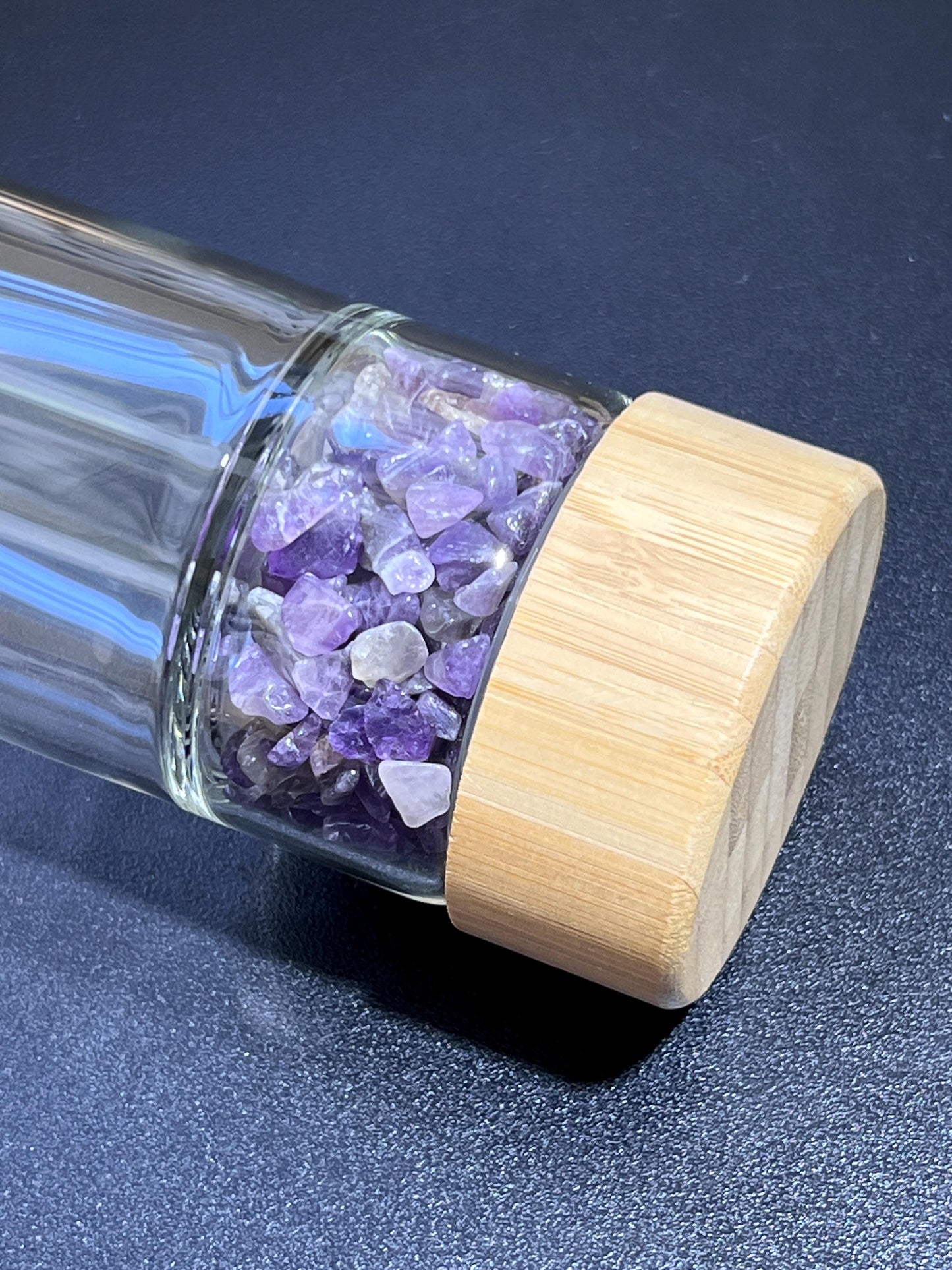 Crystal Infused Glass Water Bottle (Interchangeable Base) Gemstone Infuser