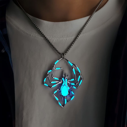 Halloween Glow-in-the-Dark Luminous Spider Necklace – Vintage Fluorescent Jewelry for Men & Women