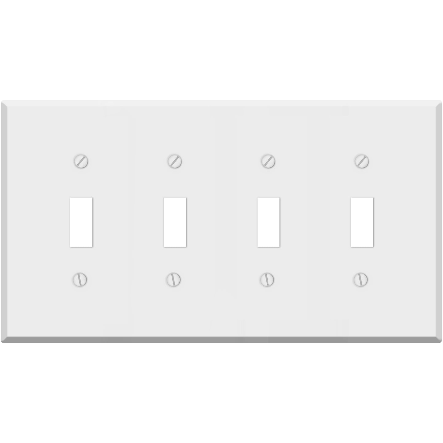 4-Gang White Metal Toggle Switch Wall Plate – Standard Size - Made in USA