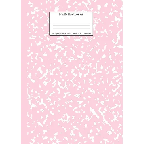 Marble Notebook A4: Pastel Pink College Ruled Journal