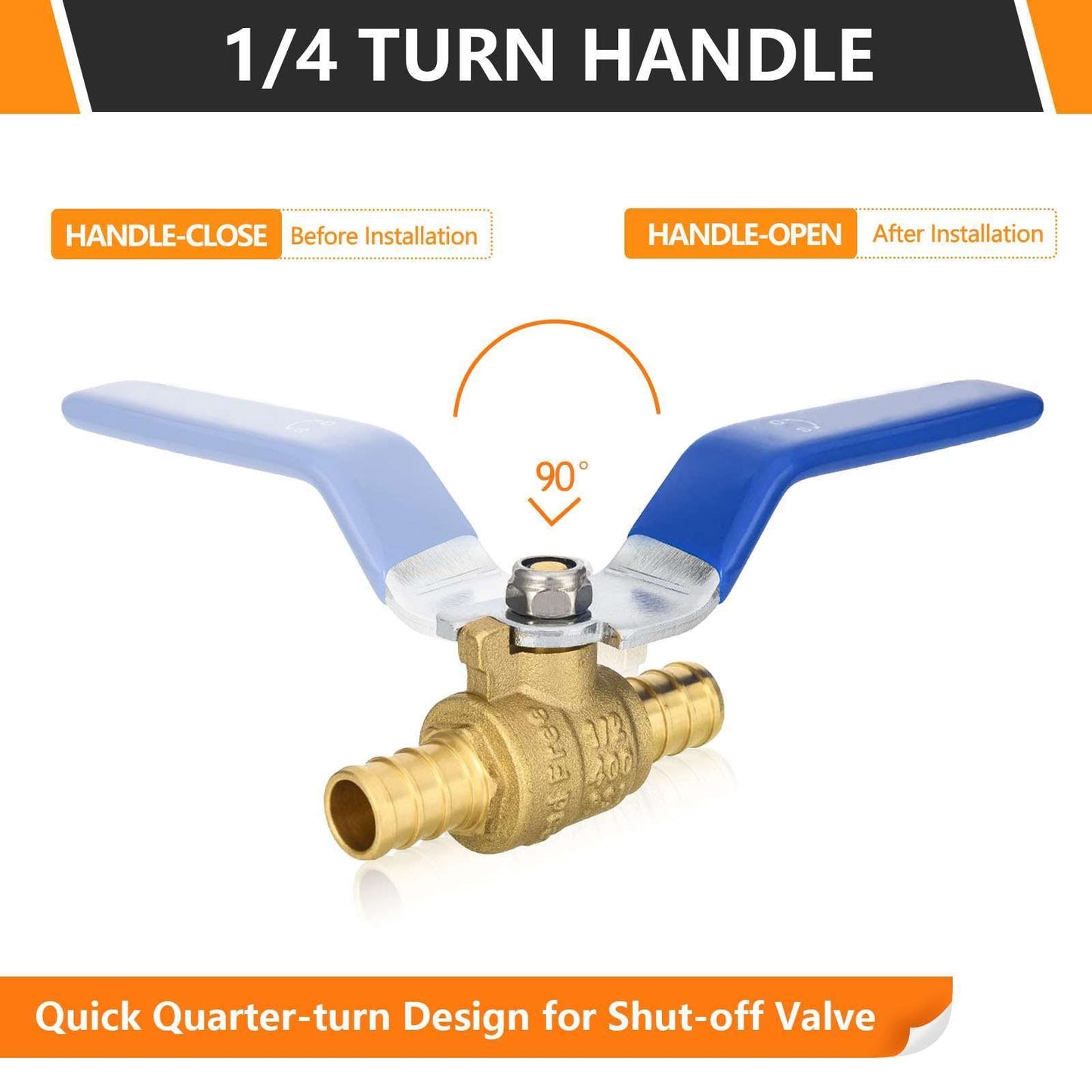 1" PEX Crimp Ball Valve, Blue (Lead Free)