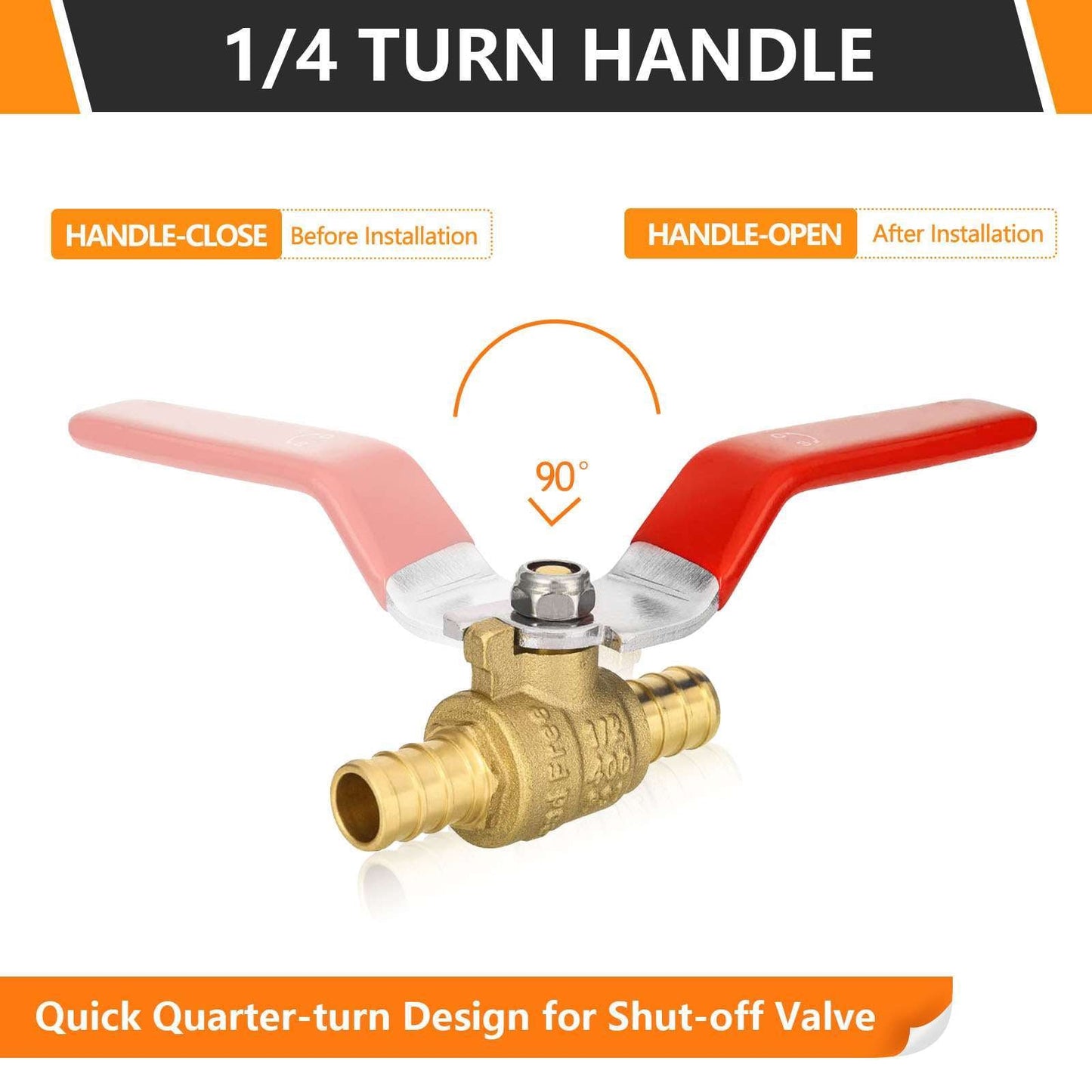 1" PEX Crimp Ball Valve, Red (Lead Free)