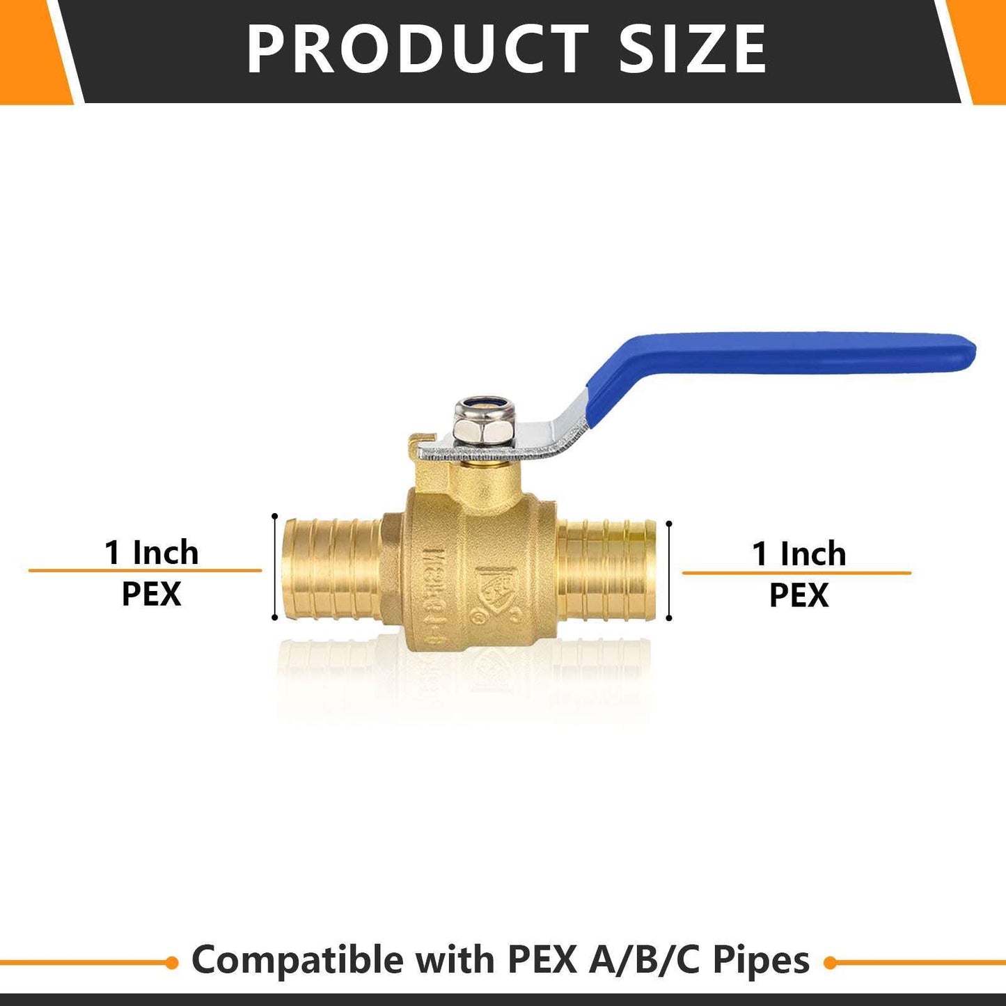 1" PEX Crimp Ball Valve, Blue (Lead Free)