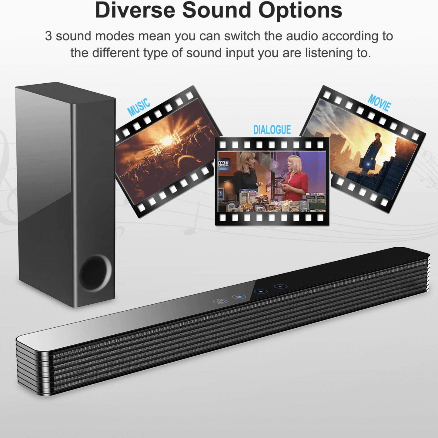 Norcent KB2020 Black Mamba Series 25" 120W Bluetooth Sound Bar with Sub-Woofer