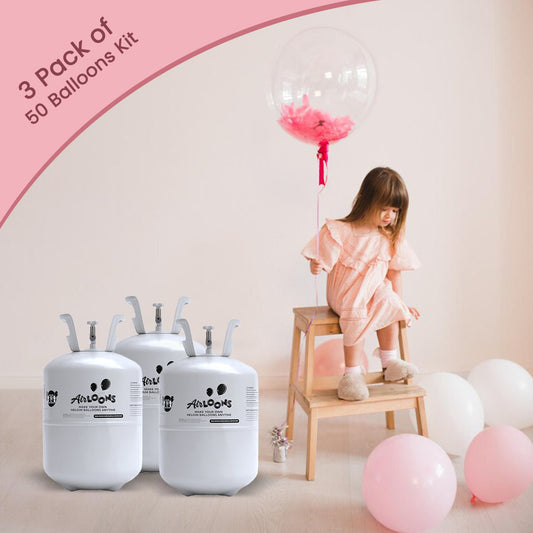 Bundle of 3 Mega Helium Tank kit with 150 balloons - AirLoons - Little Red General Store