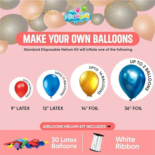 Bundle of 4 Classic Helium Tank kit with 120 balloons - AirLoons - Little Red General Store