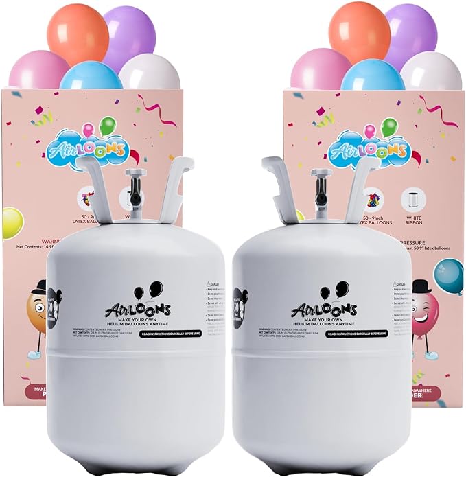 Bundle of 2 Classic Helium Tank kit with 60 balloons - AirLoons - Little Red General Store