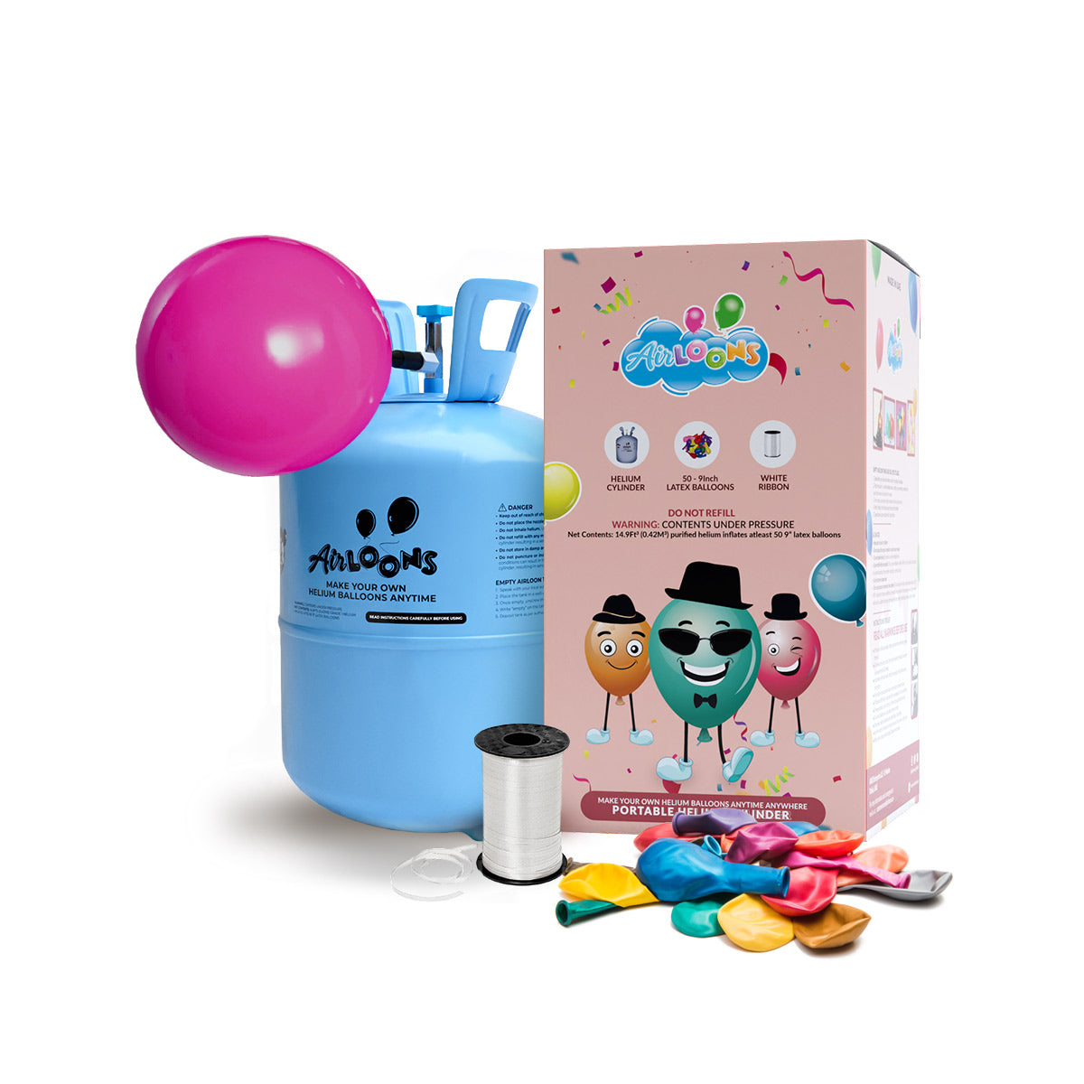 Bundle of 4 Mega Helium Tank kit with 200 balloons - AirLoons - Little Red General Store