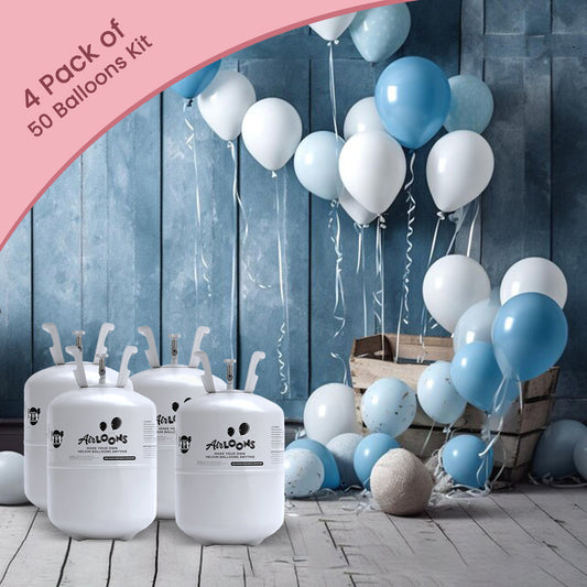 Bundle of 4 Mega Helium Tank kit with 200 balloons - AirLoons - Little Red General Store