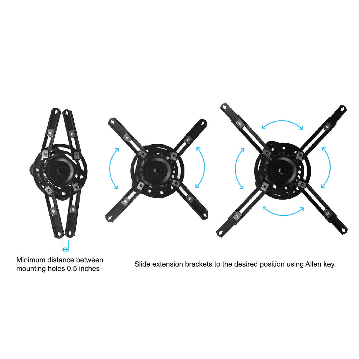 QualGear Low Profile Universal Projector Ceiling Mount, Black, PRB-717-BLK