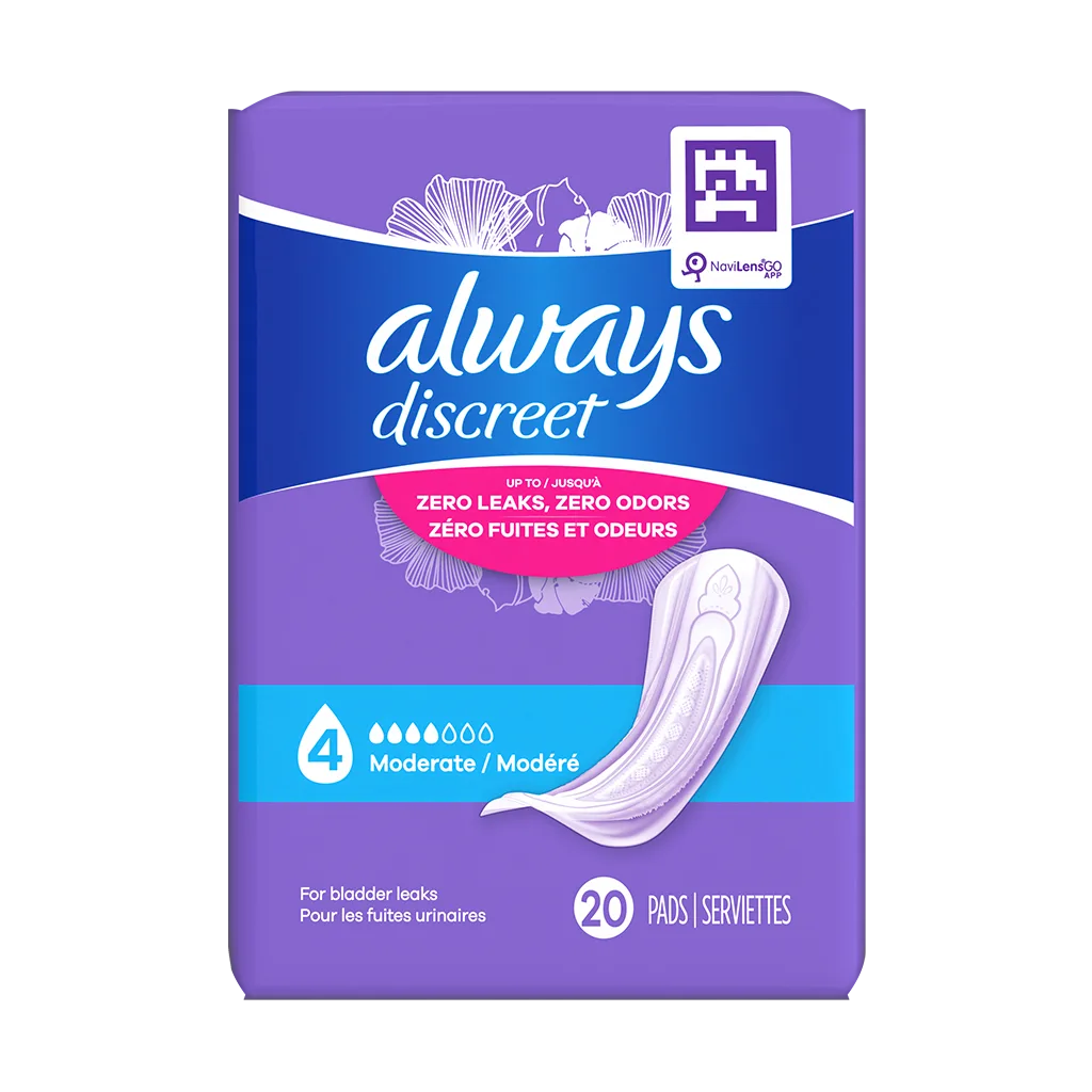 Always Discreet Moderate Pads, 4 Drops